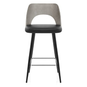 Sgabello Legno Grigio Ecopelle - Leo Nero