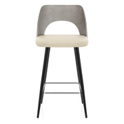 Sgabello Legno Grigio Ecopelle - Leo Crema