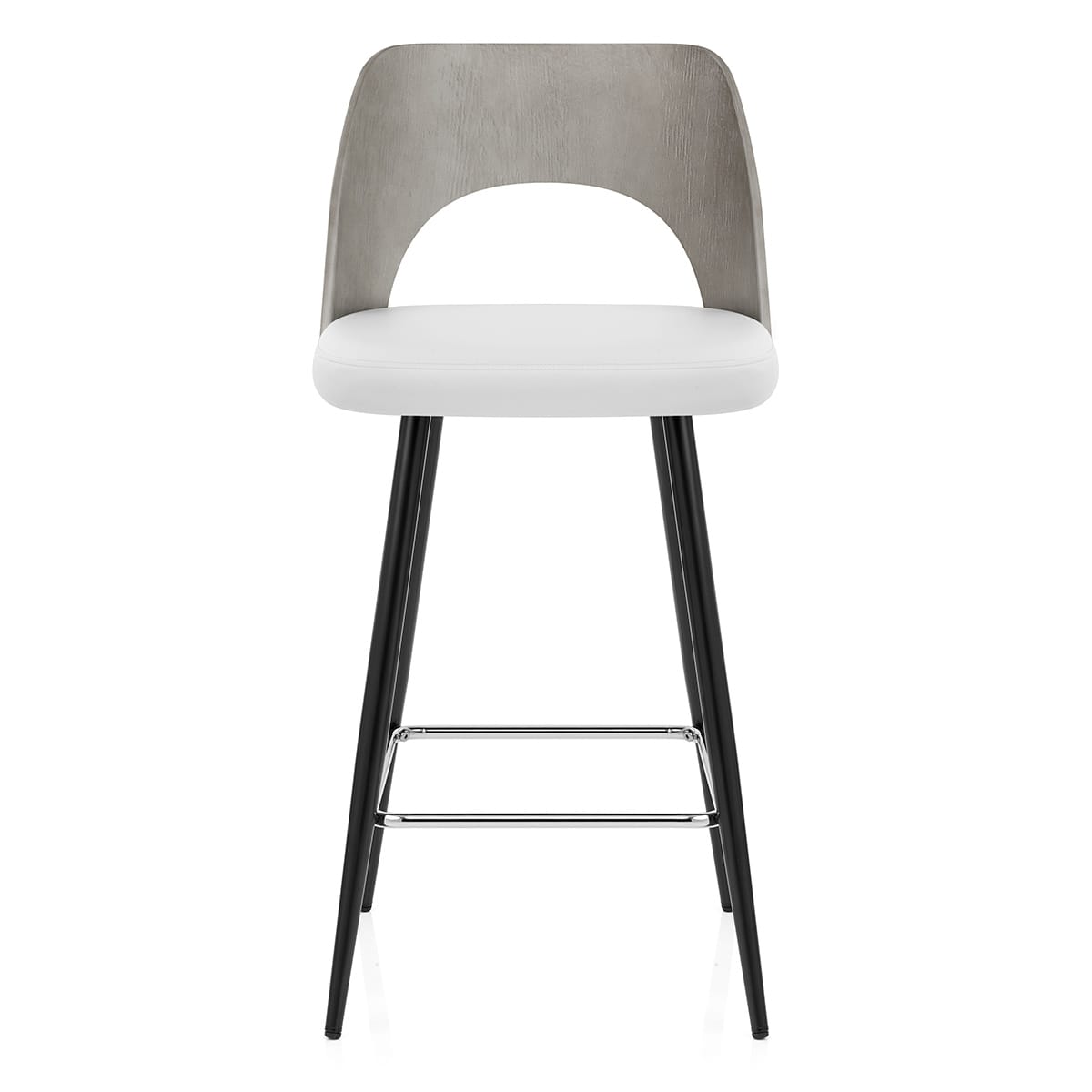 Sgabello Legno Grigio Ecopelle - Leo Bianco