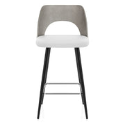 Sgabello Legno Grigio Ecopelle - Leo Bianco