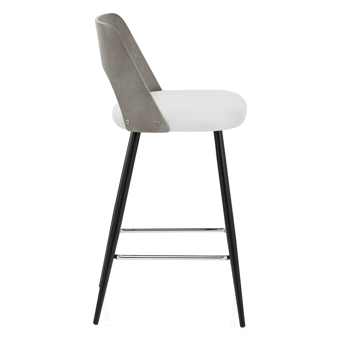 Sgabello Legno Grigio Ecopelle - Leo Bianco