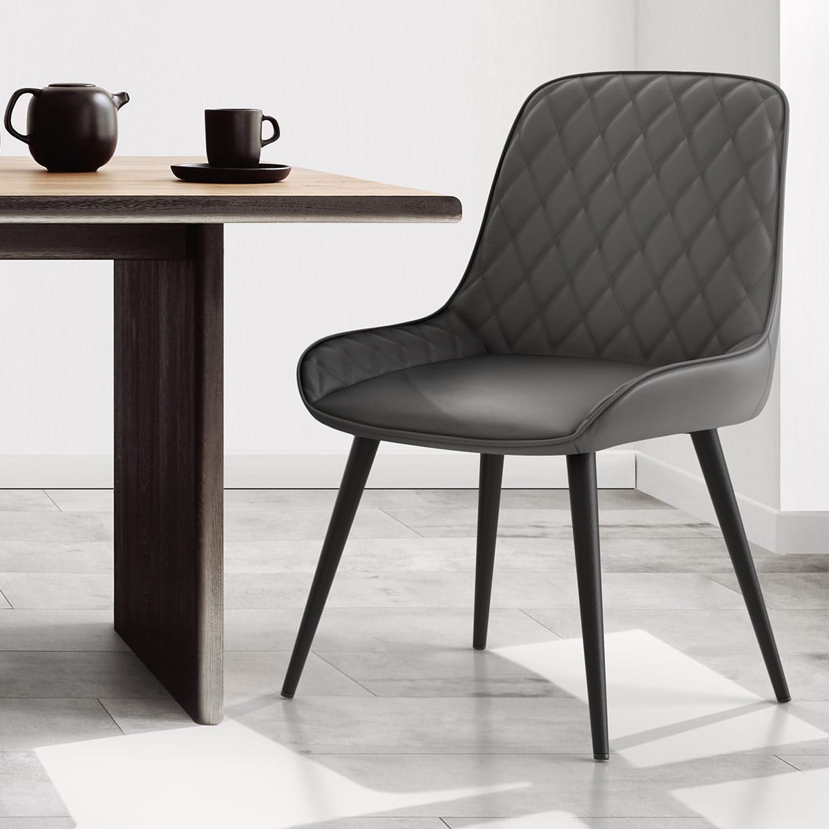 Sedia da pranzo Ecopelle - Lincoln Grigio