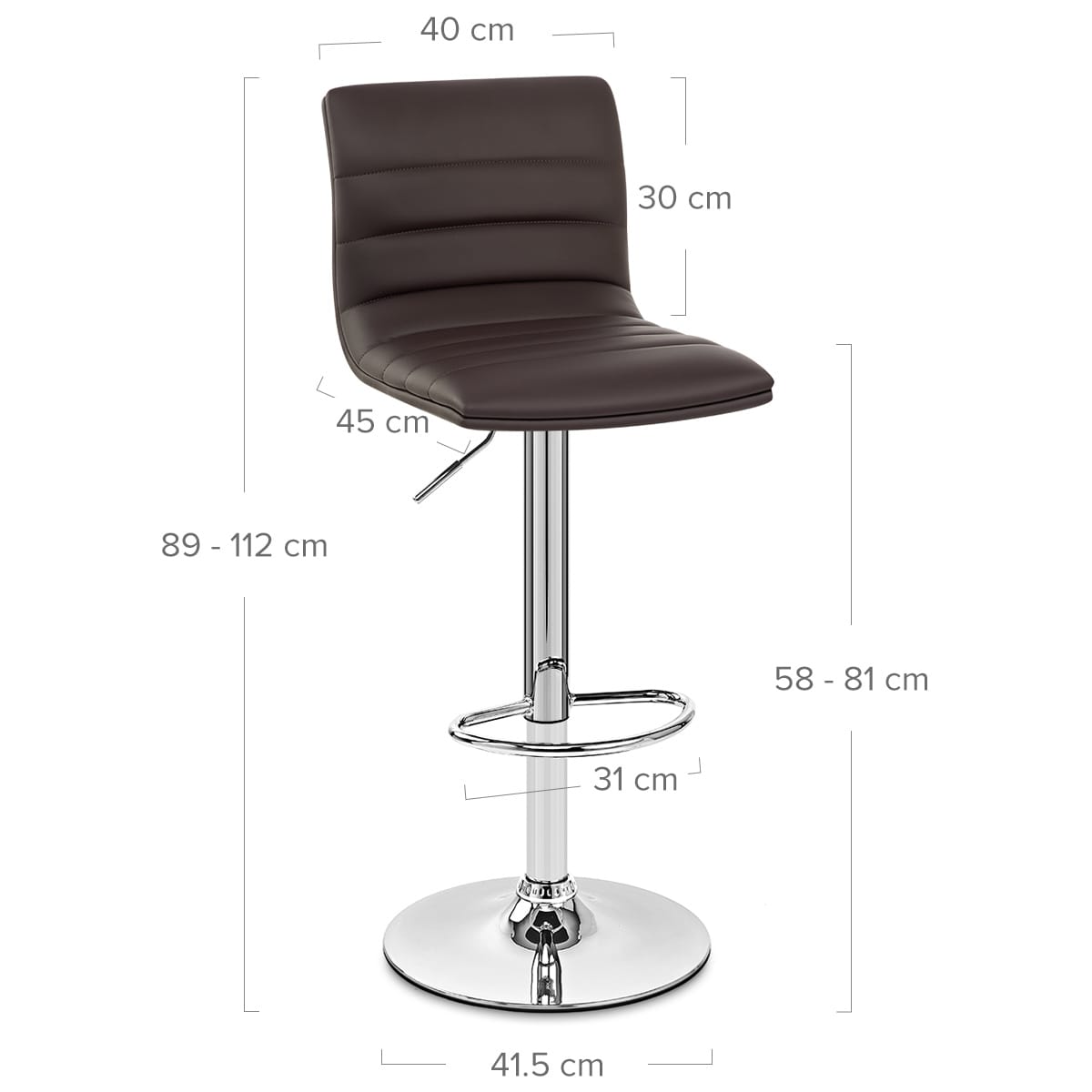 Sgabello Ecopelle Cromato - Linear Marrone