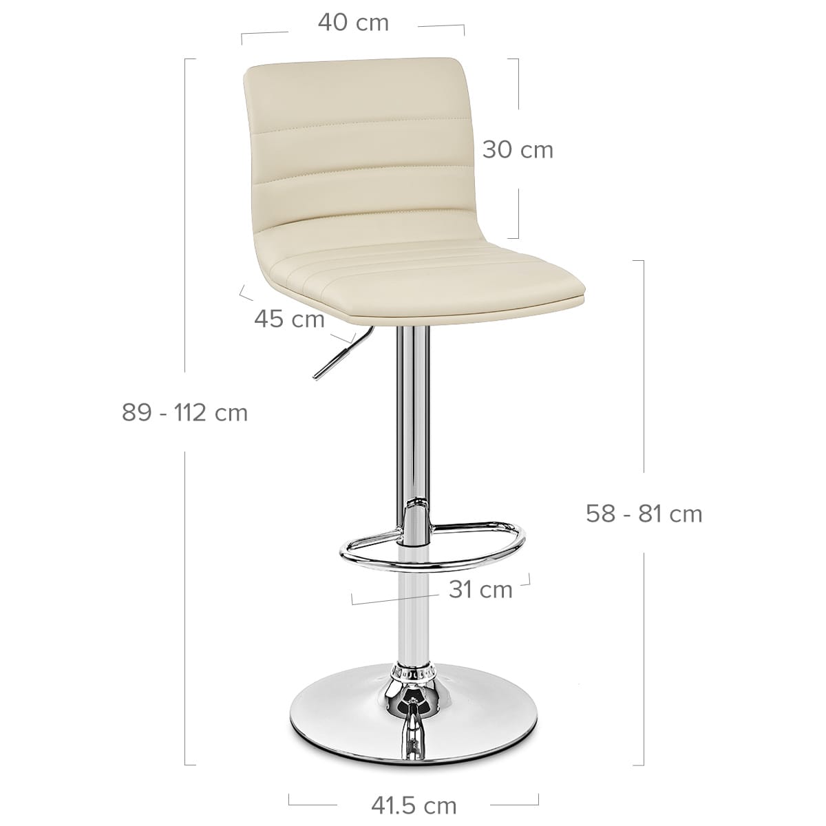 Sgabello Ecopelle Cromato - Linear Crema