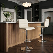 Kunstleder Barhocker Chrom - Linear Beige