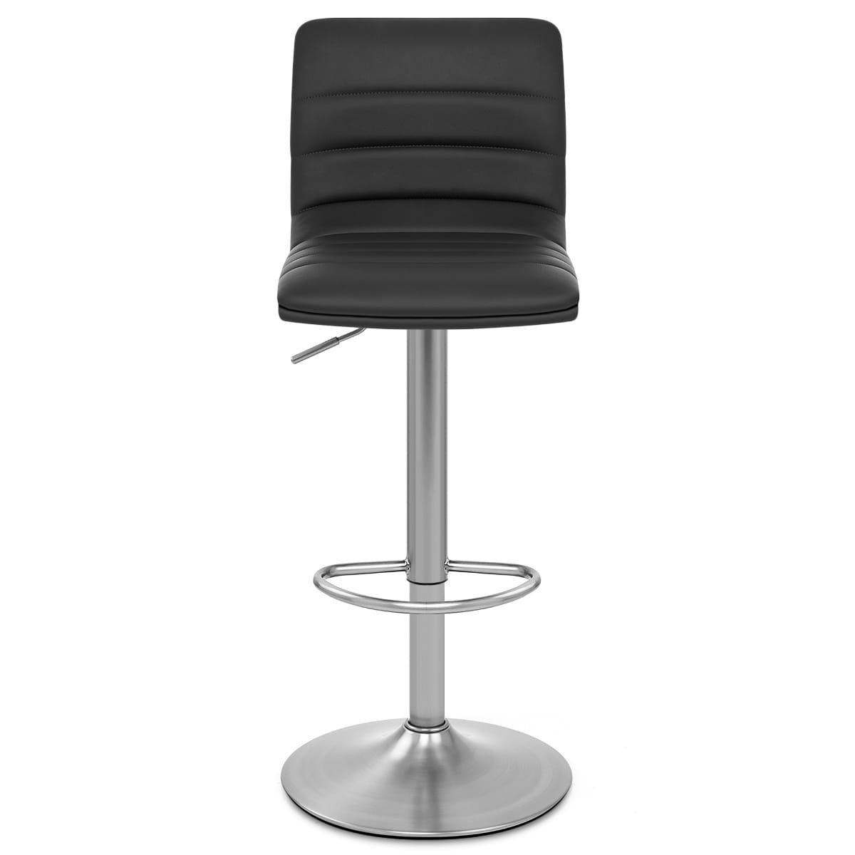 Sgabello Ecopelle Cromo Satinato - Linear Nero