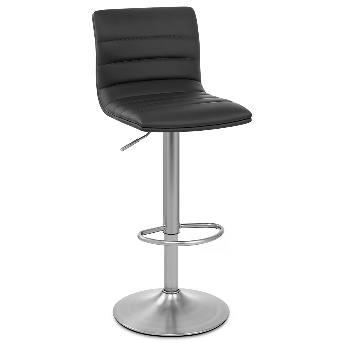 Sgabello Ecopelle Cromo Satinato - Linear Nero