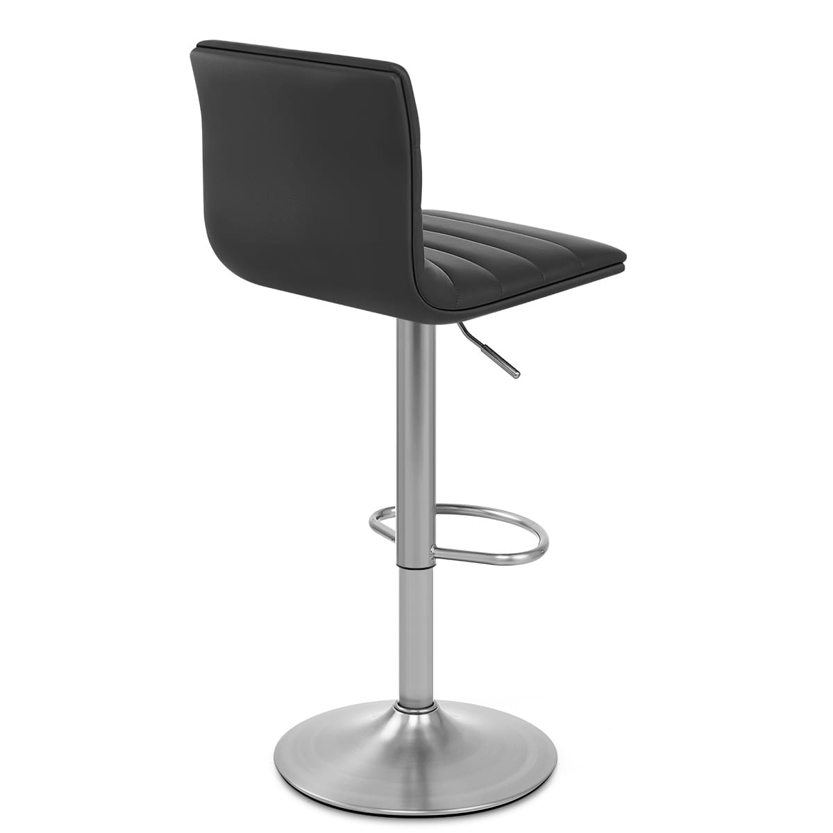 Sgabello Ecopelle Cromo Satinato - Linear Nero