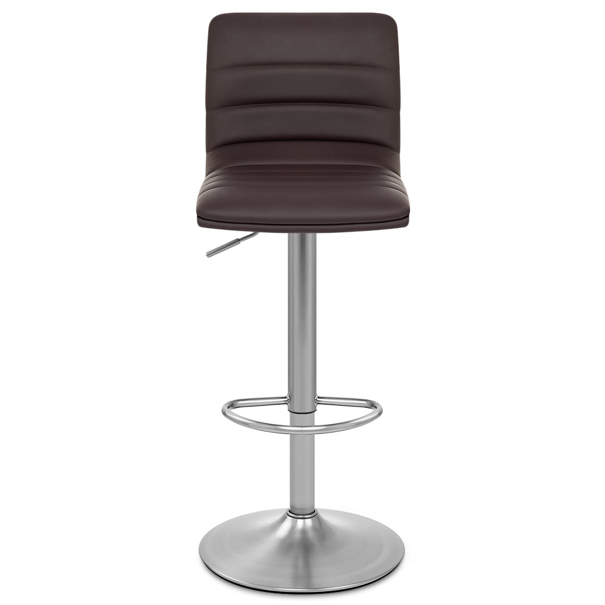 Sgabello Ecopelle Cromo Satinato - Linear Marrone
