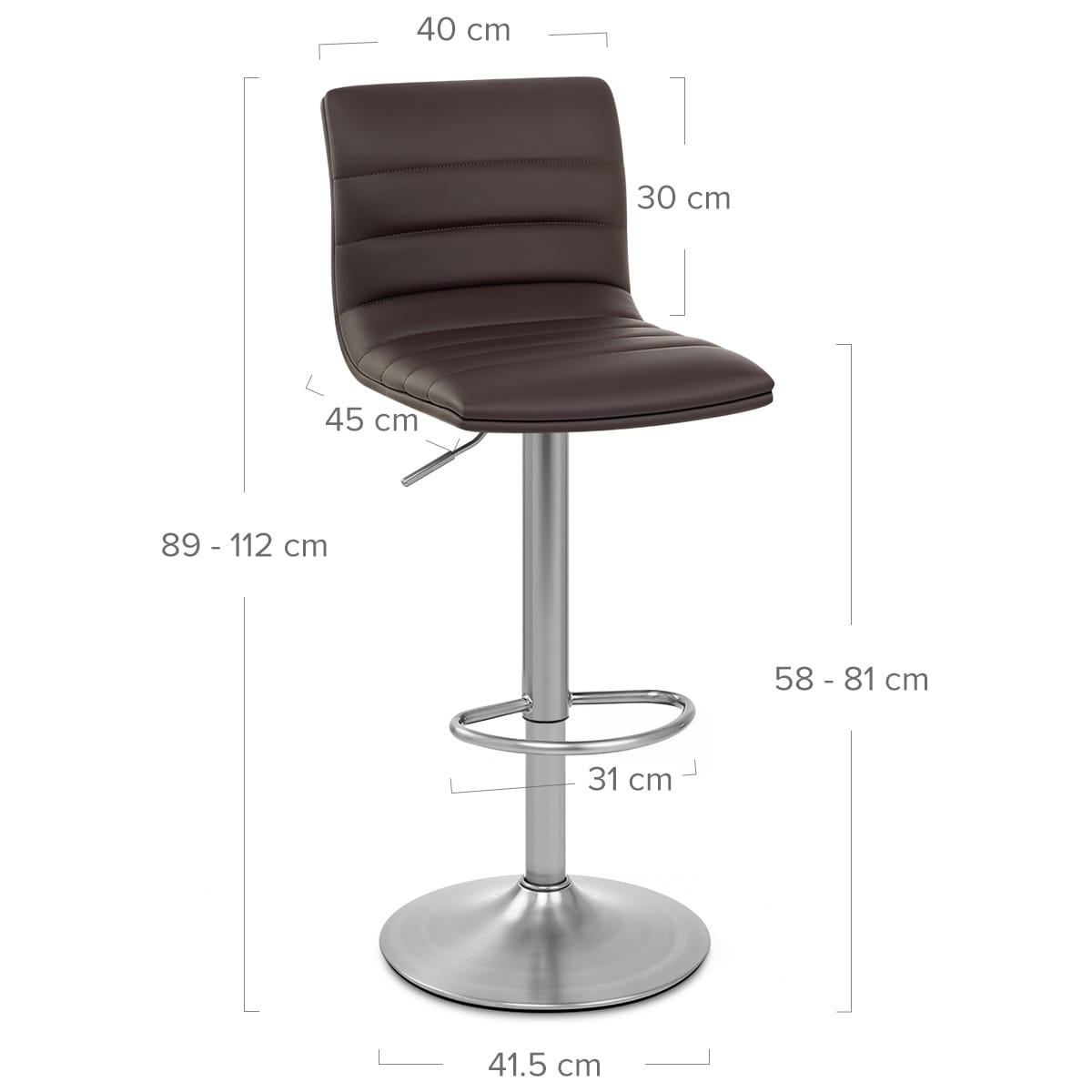 Sgabello Ecopelle Cromo Satinato - Linear Marrone