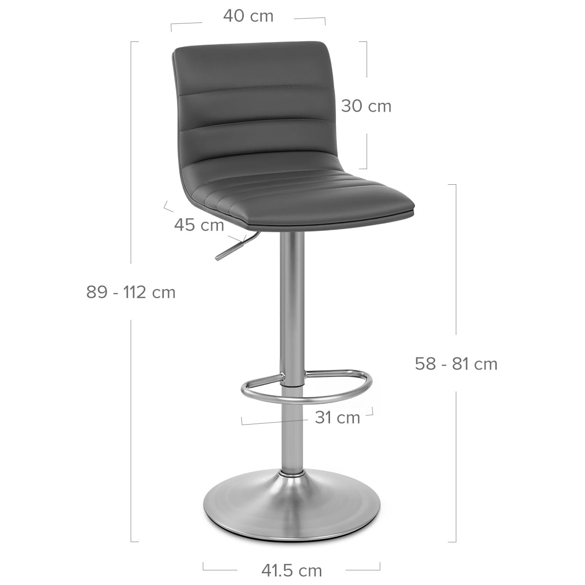 Sgabello Ecopelle Cromo Satinato - Linear Grigio