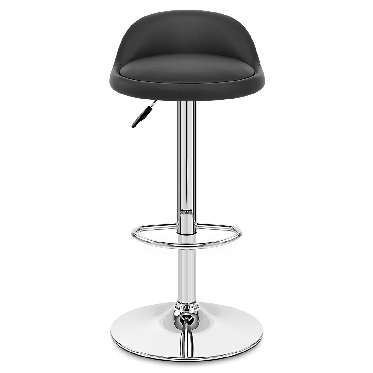 Echtleder Barhocker Chrom - Lulu Schwarz