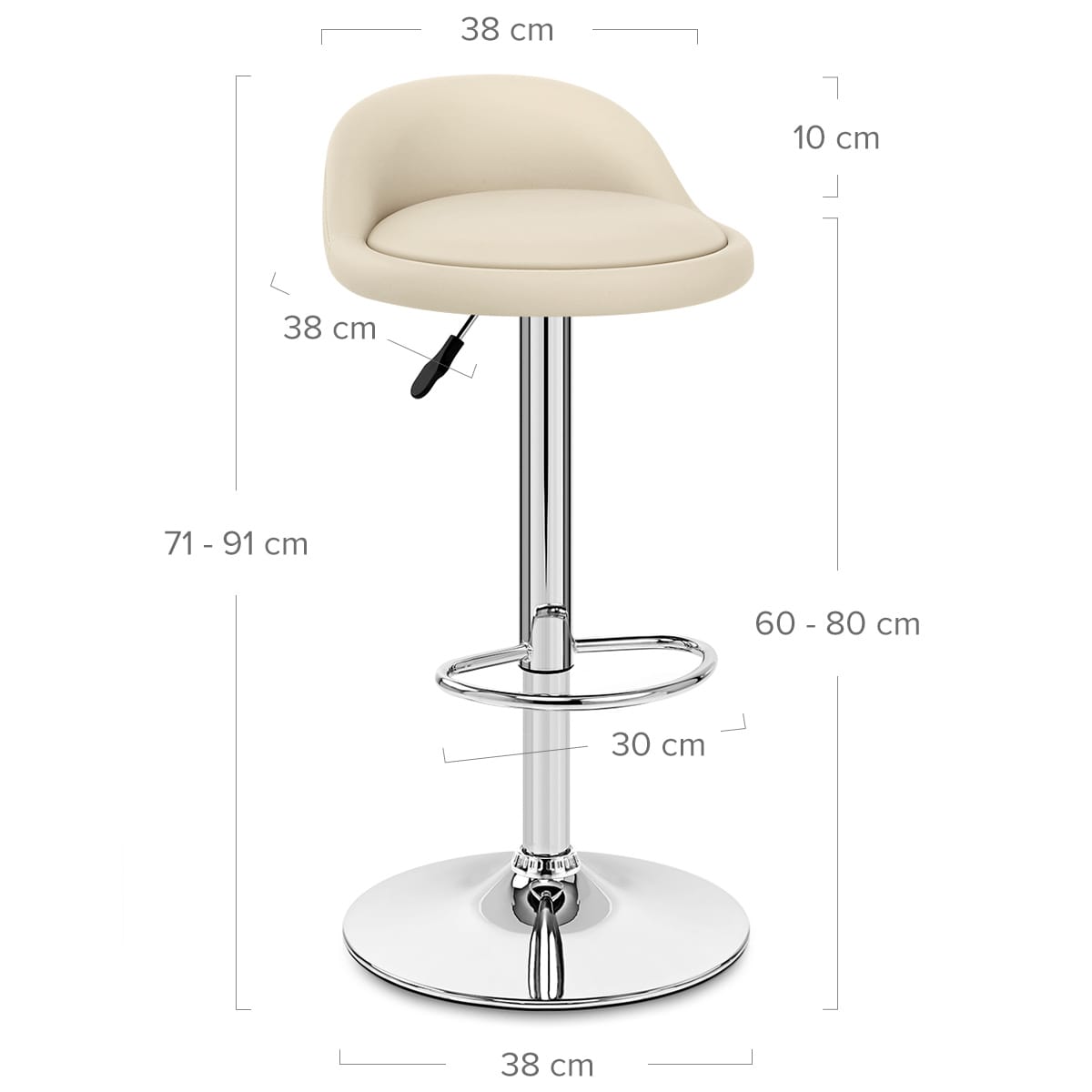 Sgabello Pelle Cromato - Lulu Crema