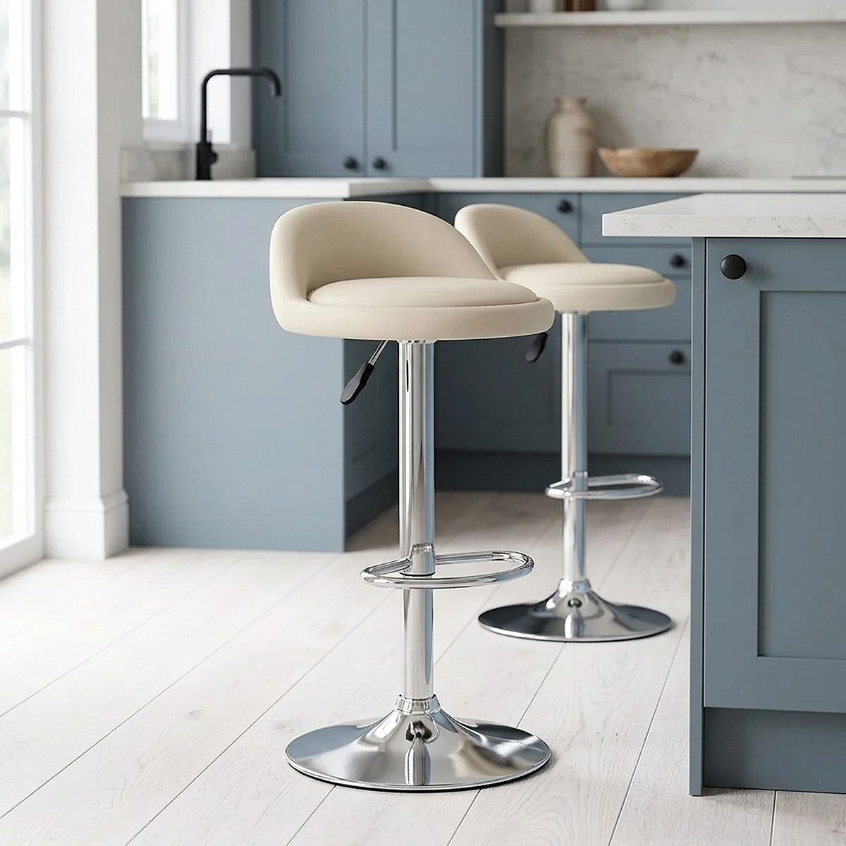 Echtleder Barhocker Chrom - Lulu Beige