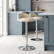 Echtleder Barhocker Chrom - Lulu Beige