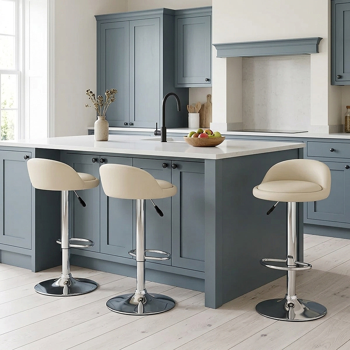 Echtleder Barhocker Chrom - Lulu Beige