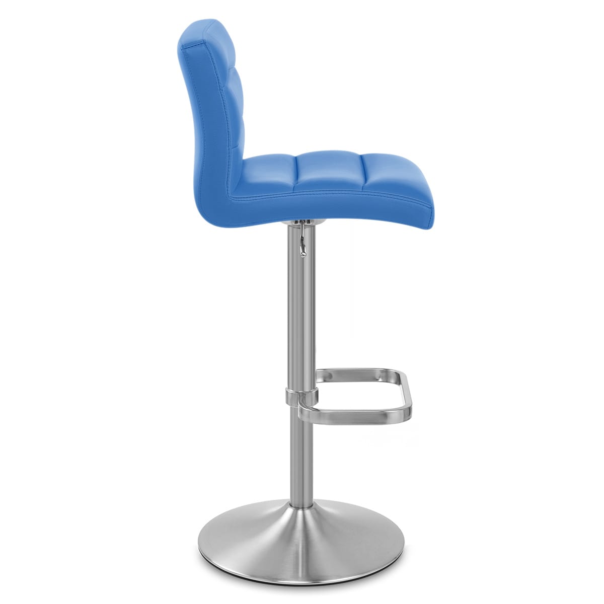 Sgabello Ecopelle Cromo Satinato - Lush Blu