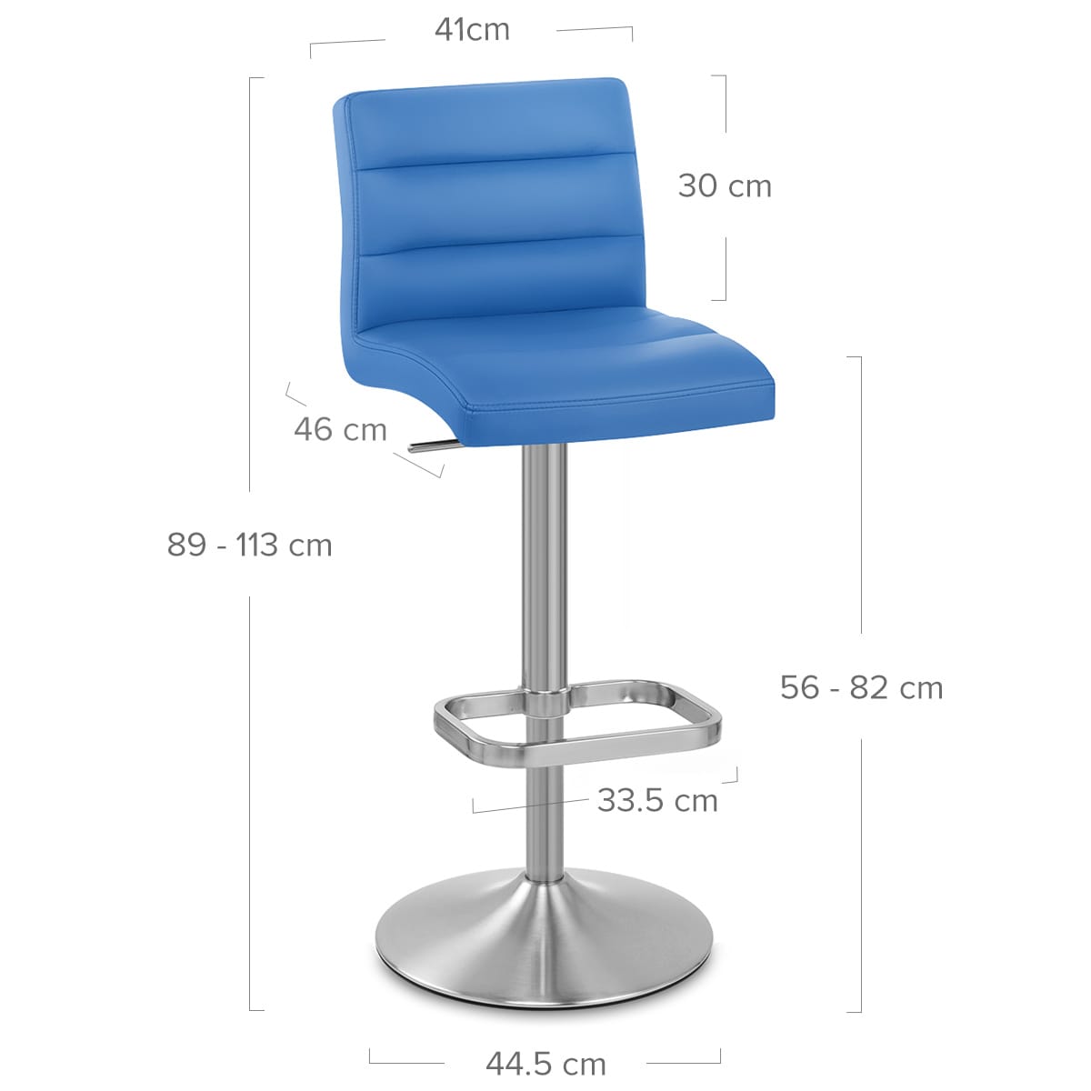 Sgabello Ecopelle Cromo Satinato - Lush Blu