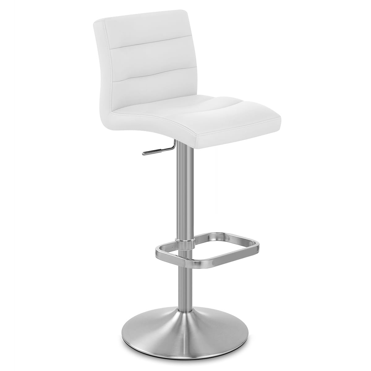 Sgabello Ecopelle Cromo Satinato - Lush Bianco