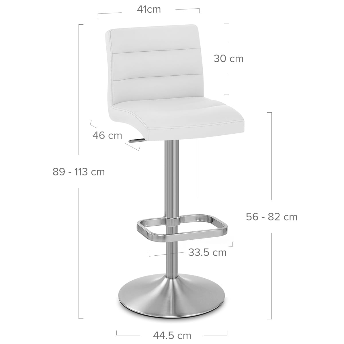 Sgabello Ecopelle Cromo Satinato - Lush Bianco