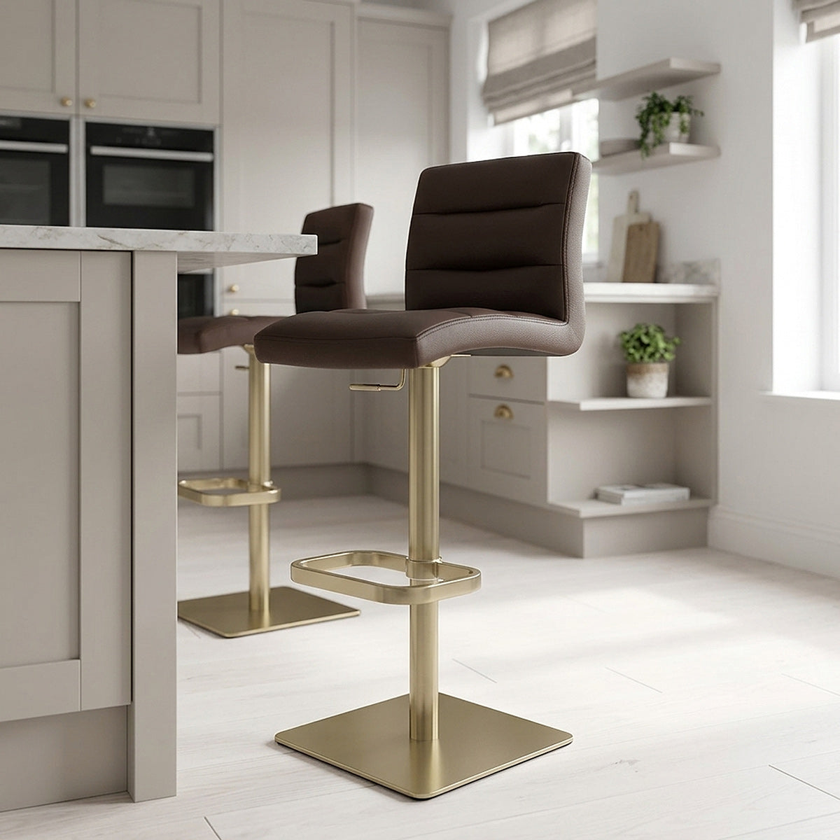 Kunstleder Barhocker Gold - Lush Braun