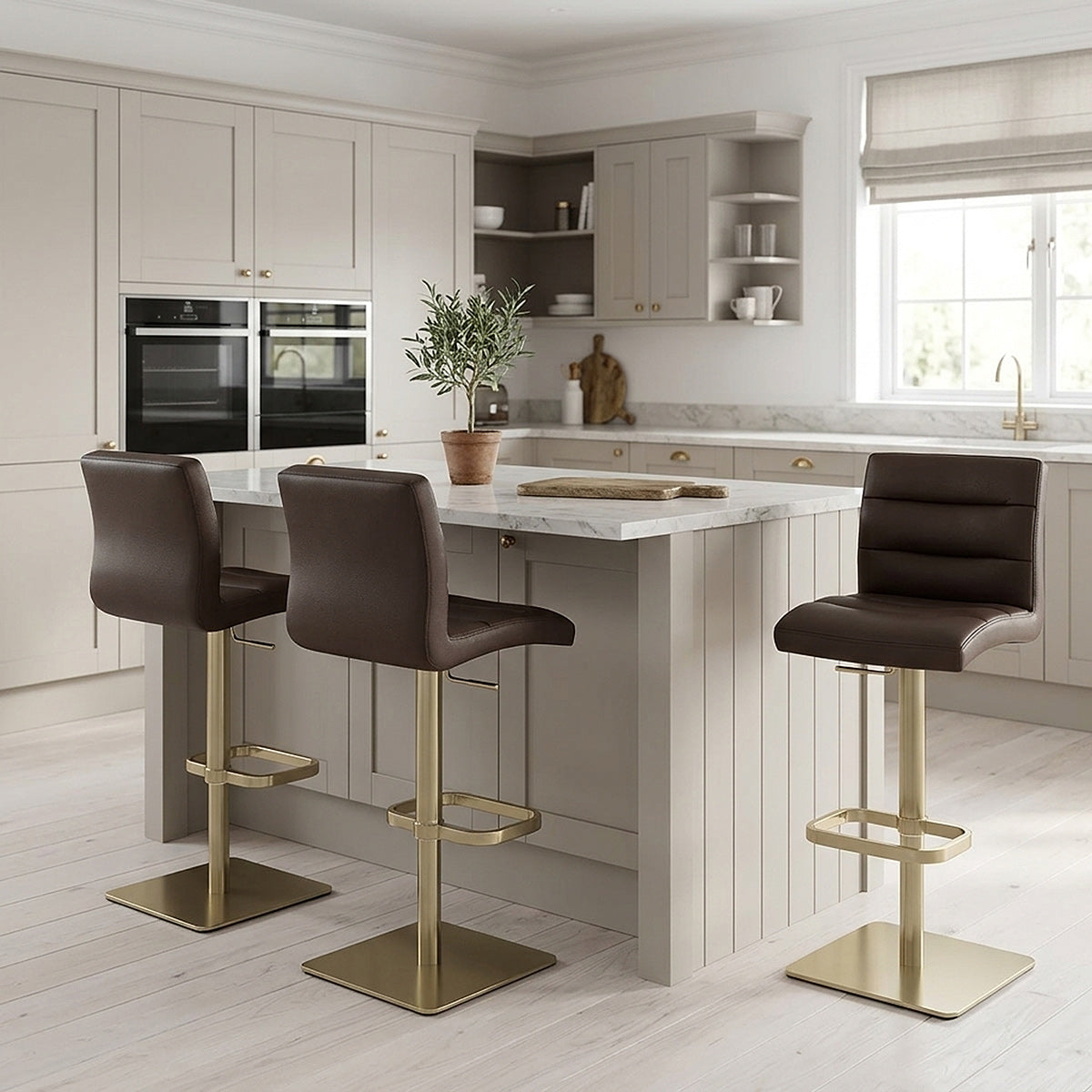 Kunstleder Barhocker Gold - Lush Braun