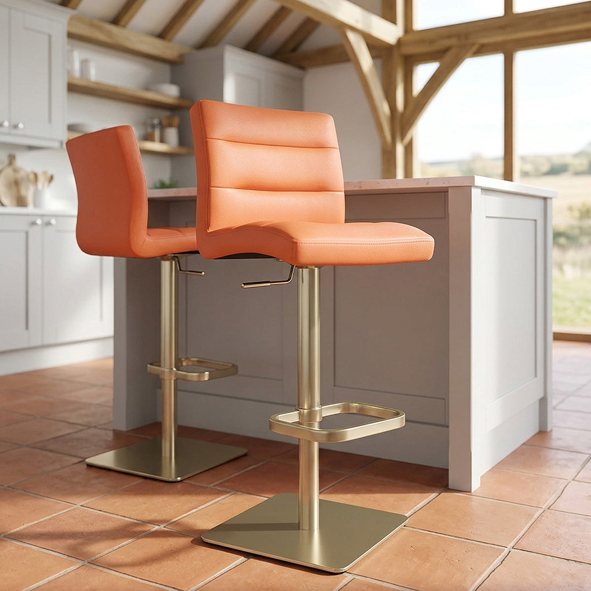 Kunstleder Barhocker Gold - Lush Orange