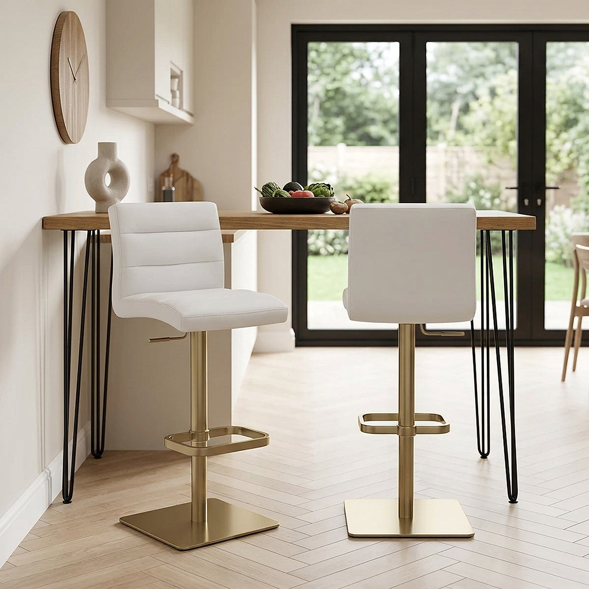 Sgabello Ecopelle Oro - Lush Bianco