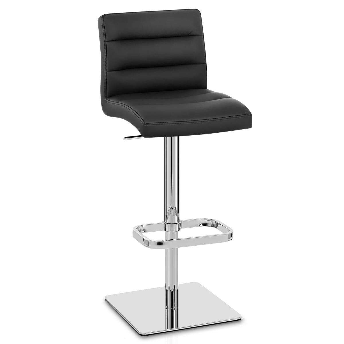 Echtleder Barhocker Chrom - Lush Schwarz