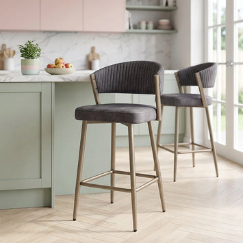 Samt Barhocker - Lusso Dunkelgrau