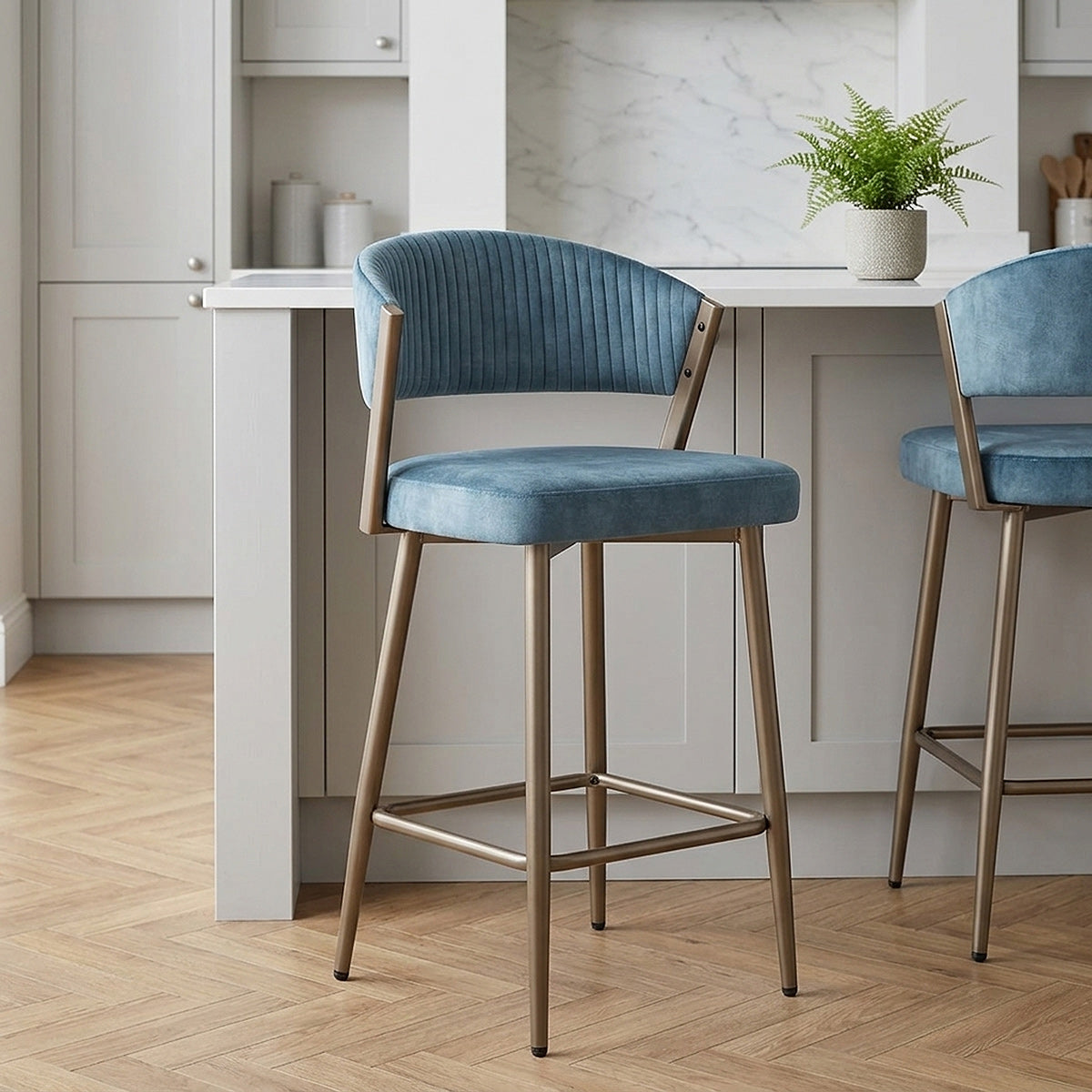 Samt Barhocker - Lusso Blau