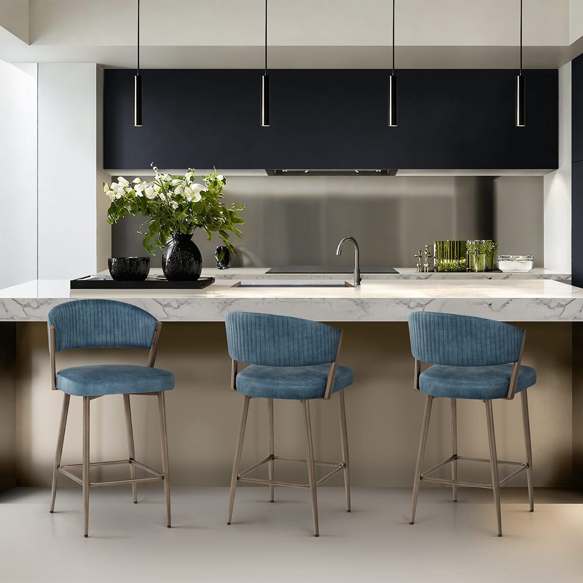 Samt Barhocker - Lusso Blau