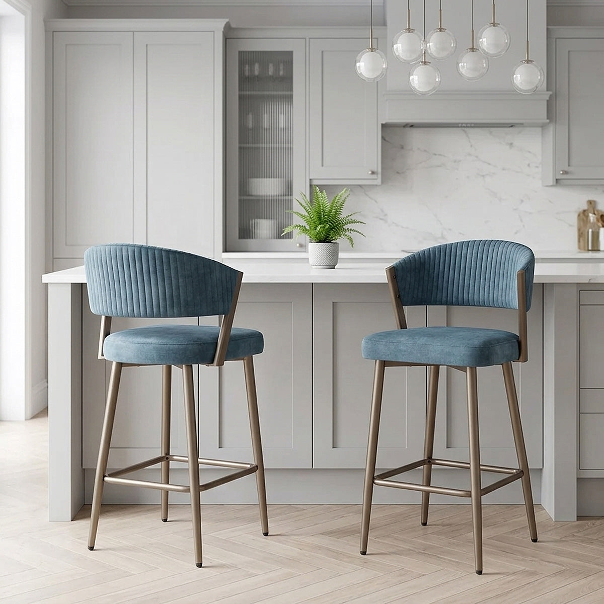 Samt Barhocker - Lusso Blau