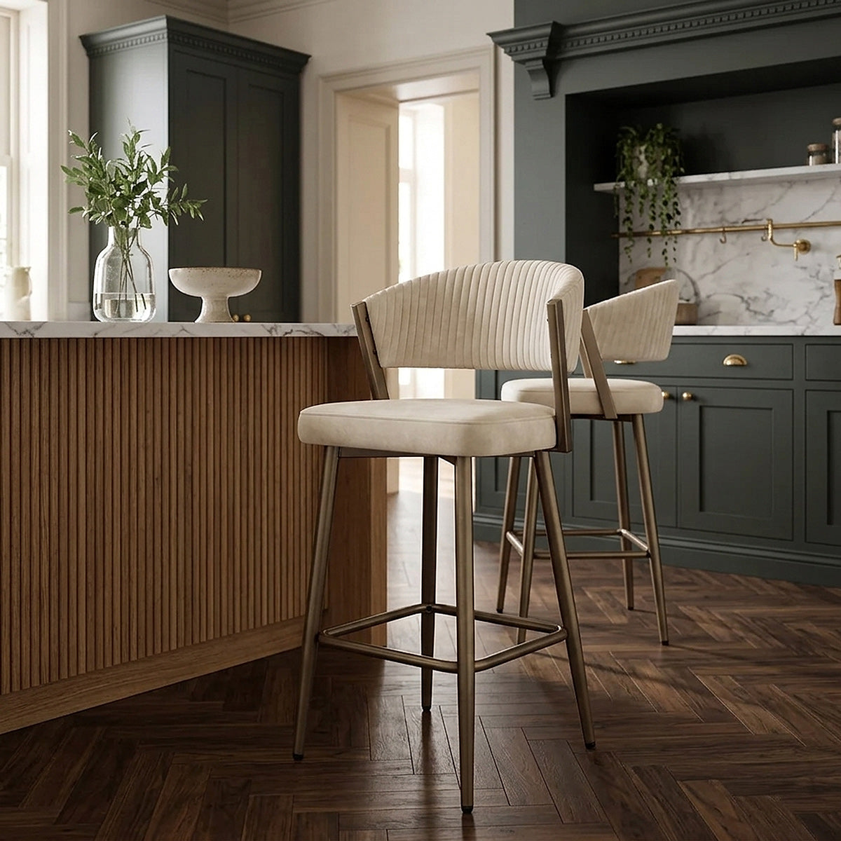 Samt Barhocker - Lusso Beige