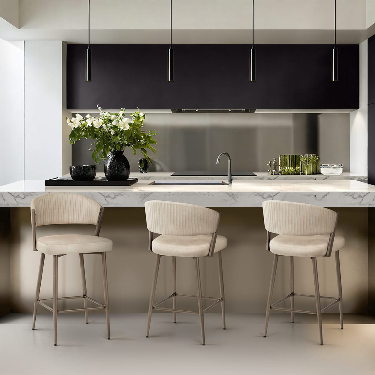 Samt Barhocker - Lusso Beige