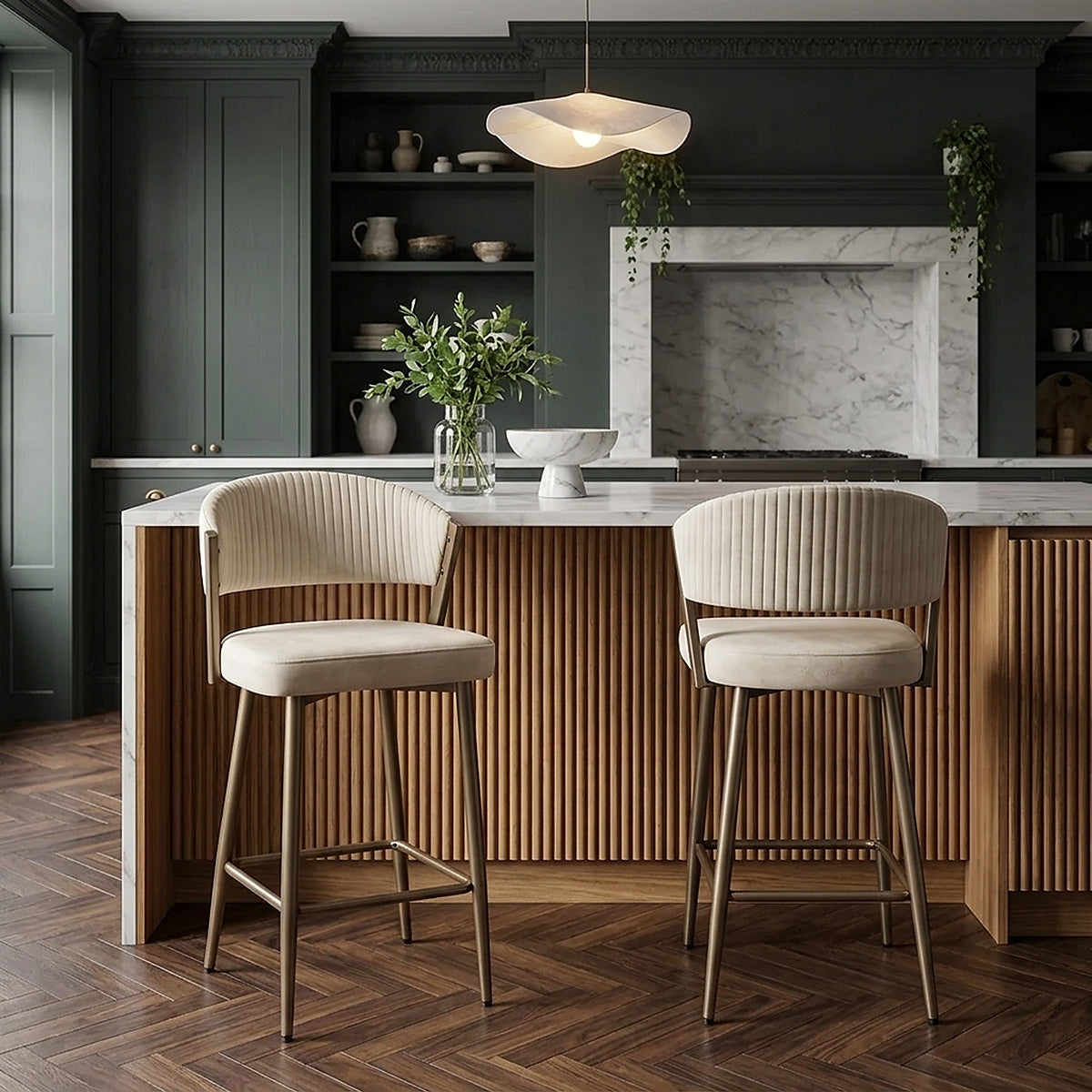 Samt Barhocker - Lusso Beige