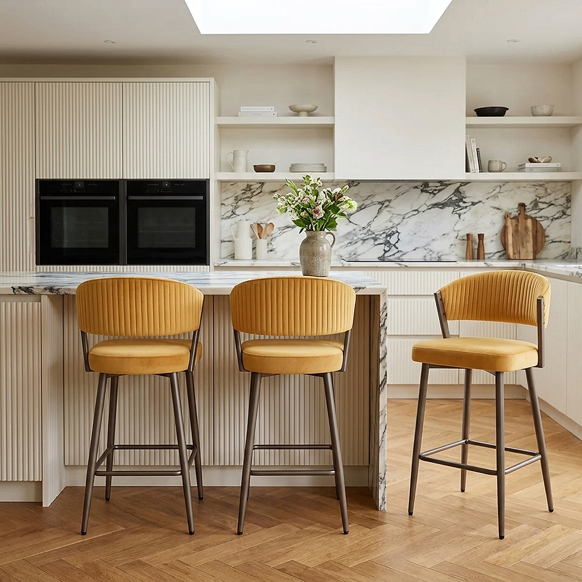 Sgabello da Bar Velluto - Lusso Giallo