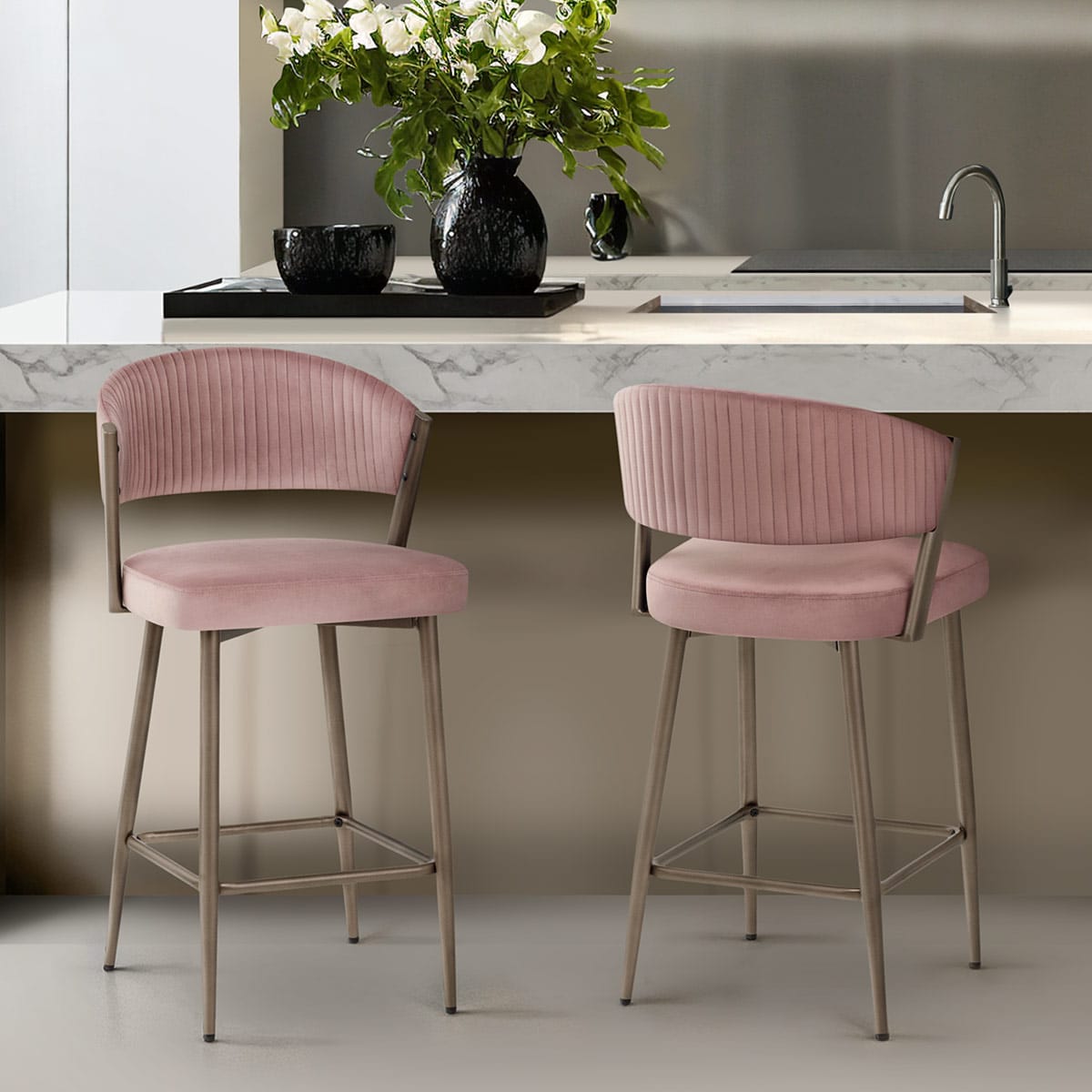 Sgabello da Bar Velluto - Lusso Rosa