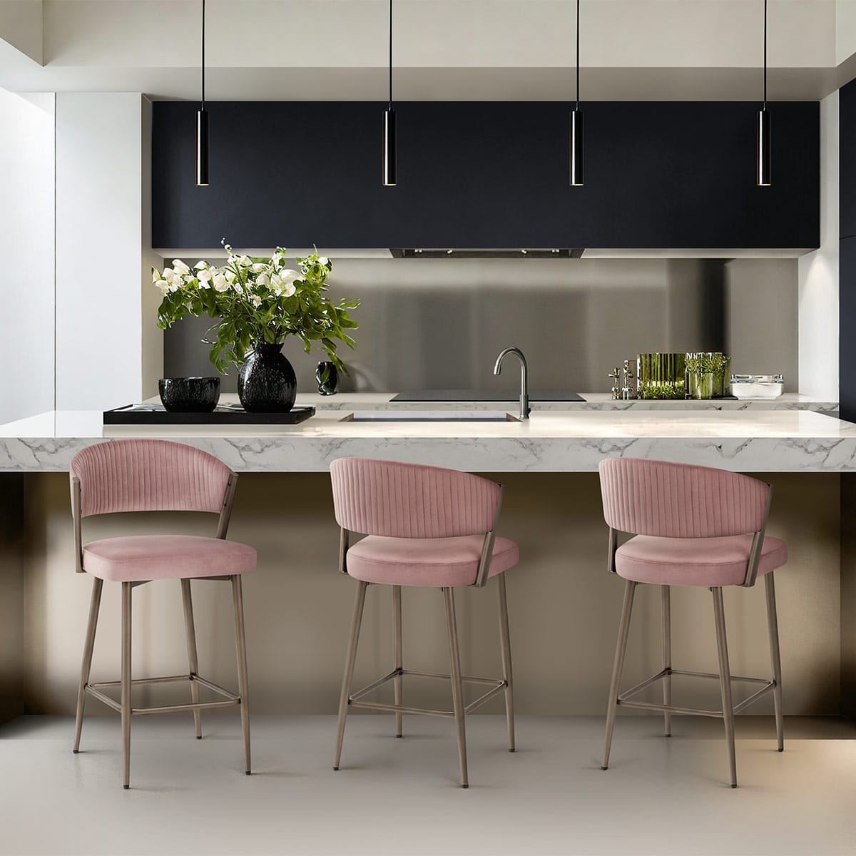 Sgabello da Bar Velluto - Lusso Rosa