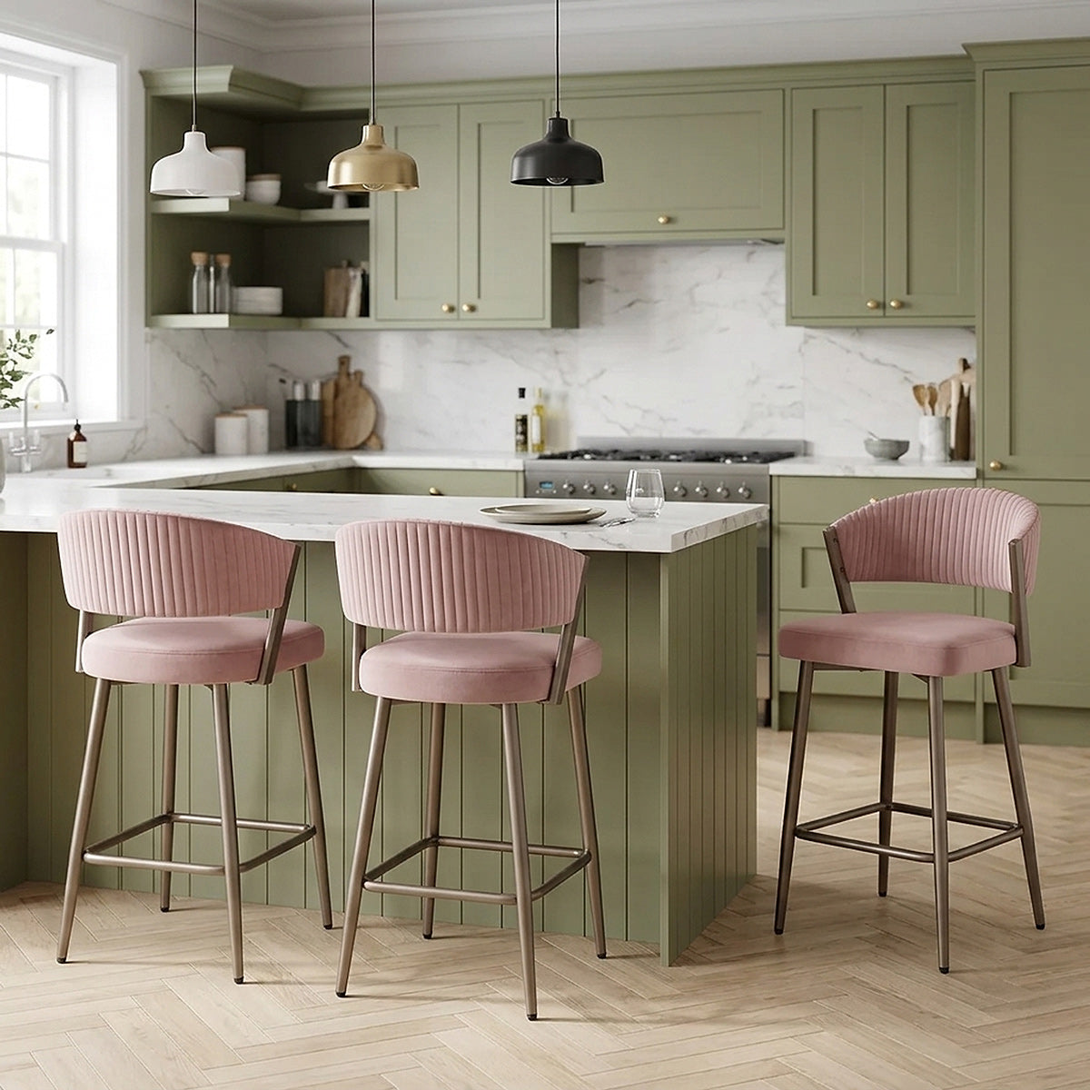 Samt Barhocker - Lusso Pink