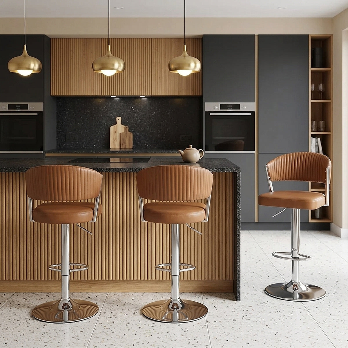 Echtleder Barhocker - Lusso Braun