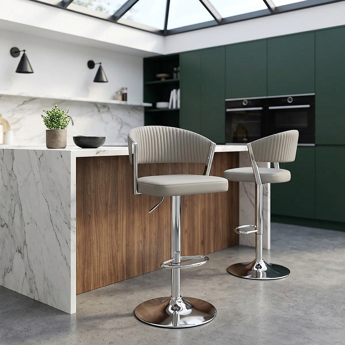 Echtleder Barhocker - Lusso Grau