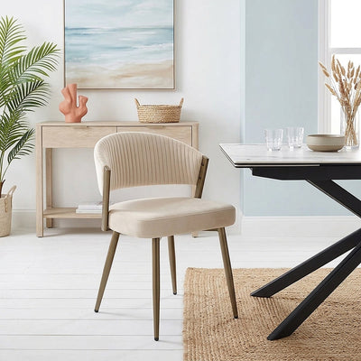 Samt Esszimmerstuhl - Lusso Beige