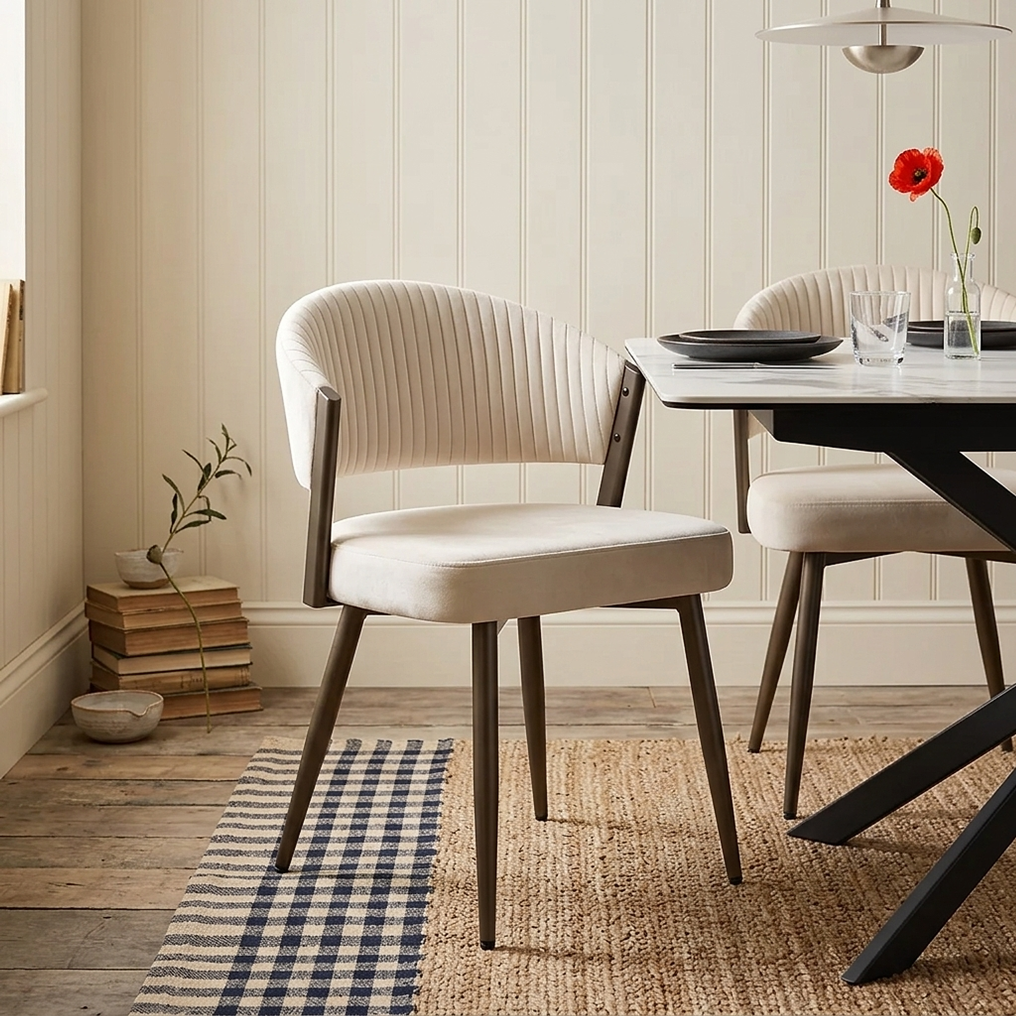 Samt Esszimmerstuhl - Lusso Beige