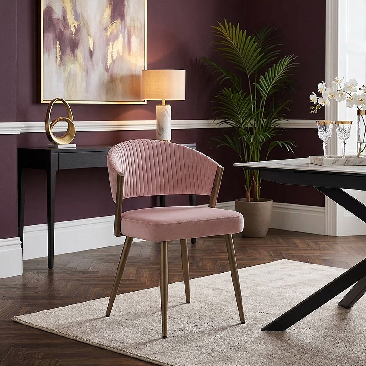 Samt Esszimmerstuhl - Lusso Pink
