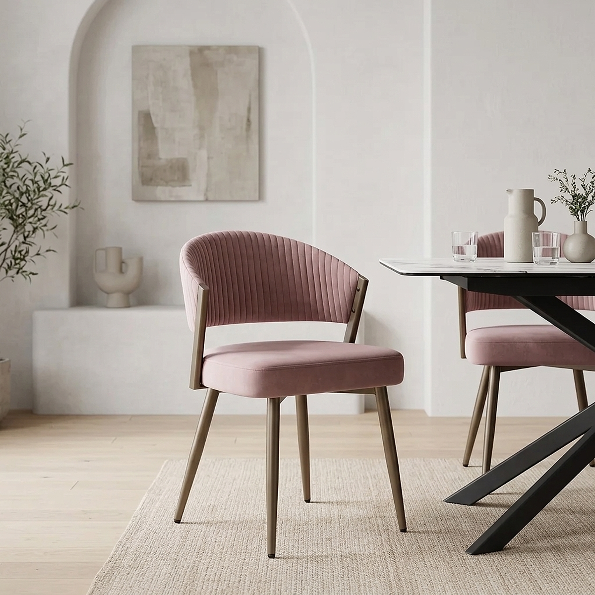 Samt Esszimmerstuhl - Lusso Pink