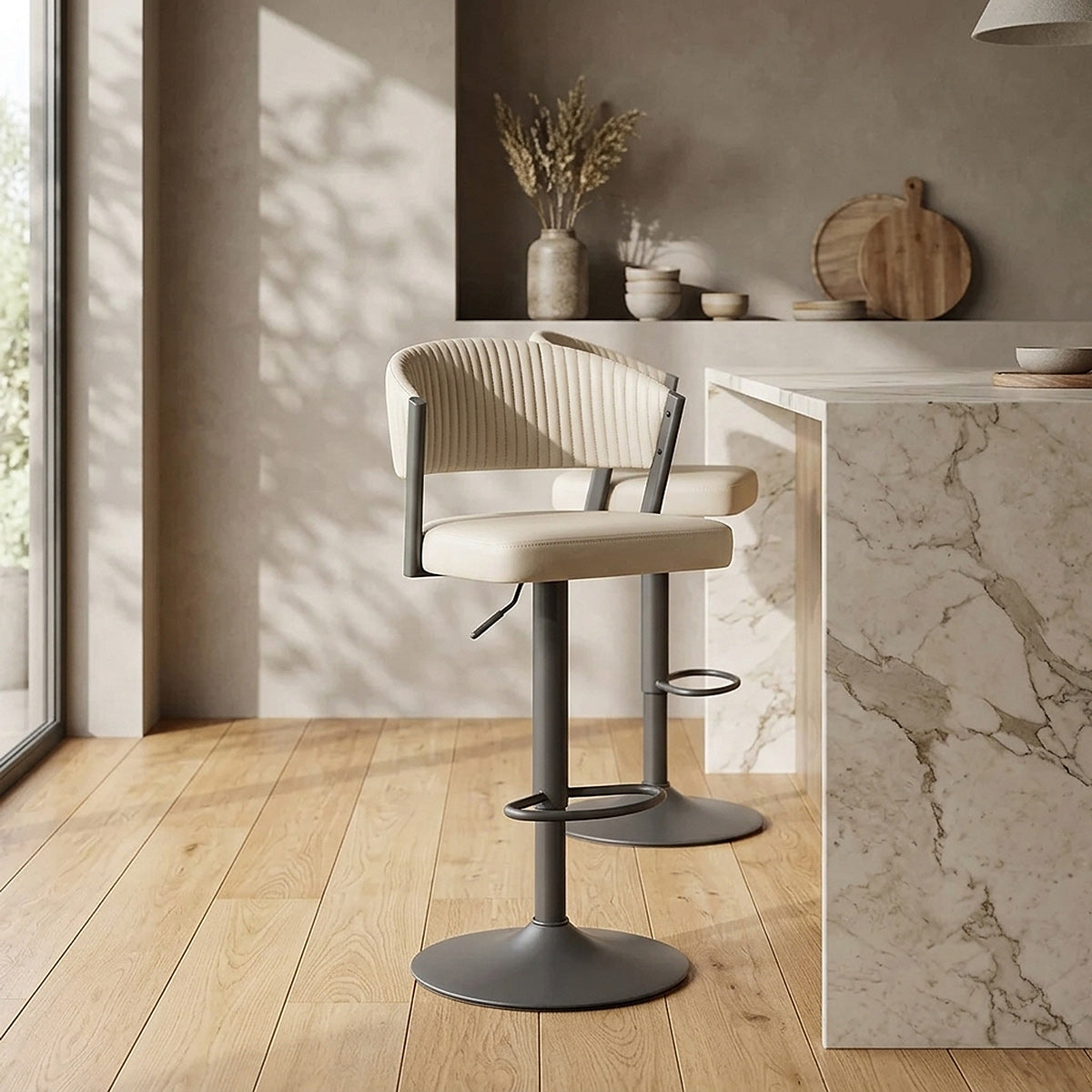 Graphit Barhocker Kunstleder - Lusso Beige