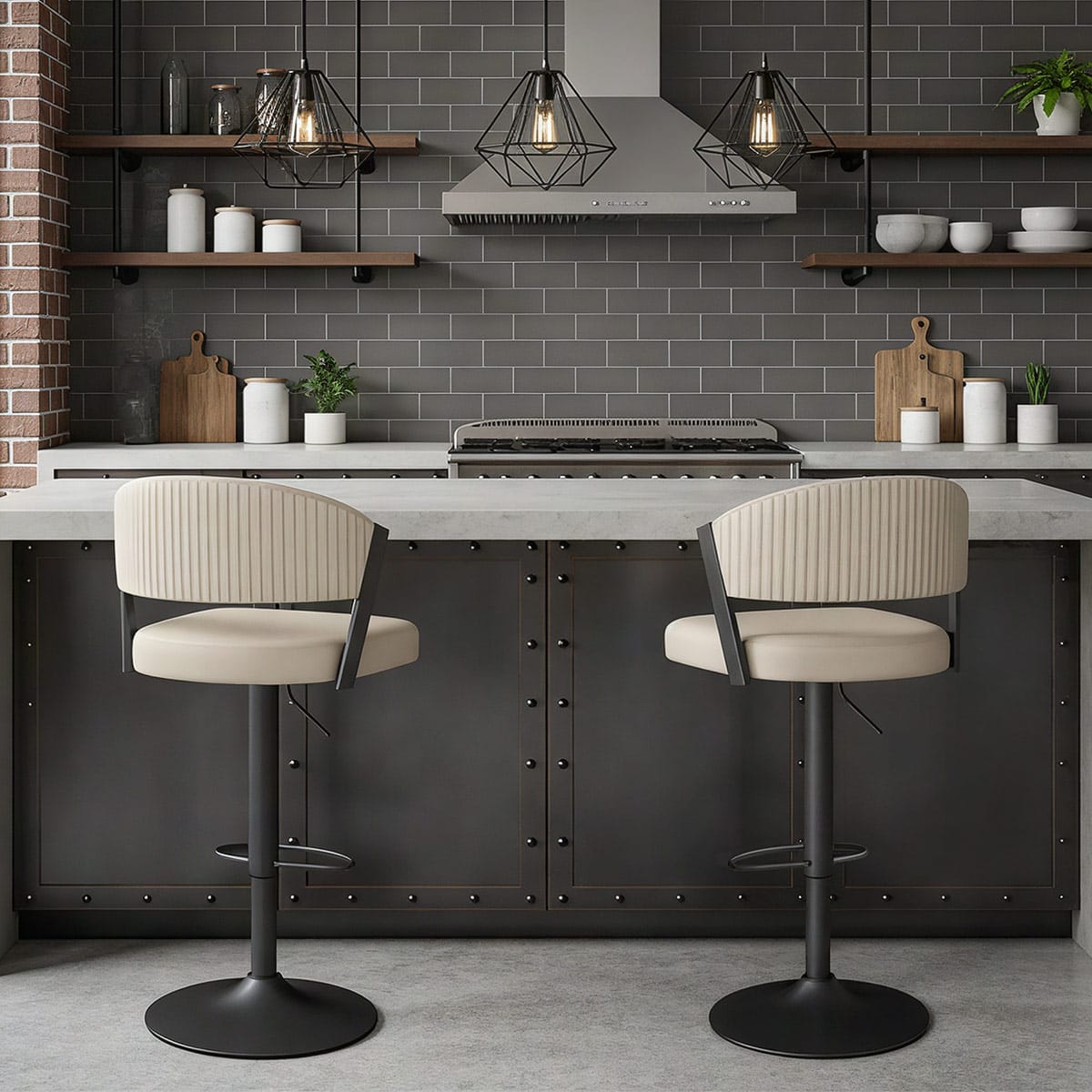 Graphit Barhocker Kunstleder - Lusso Beige