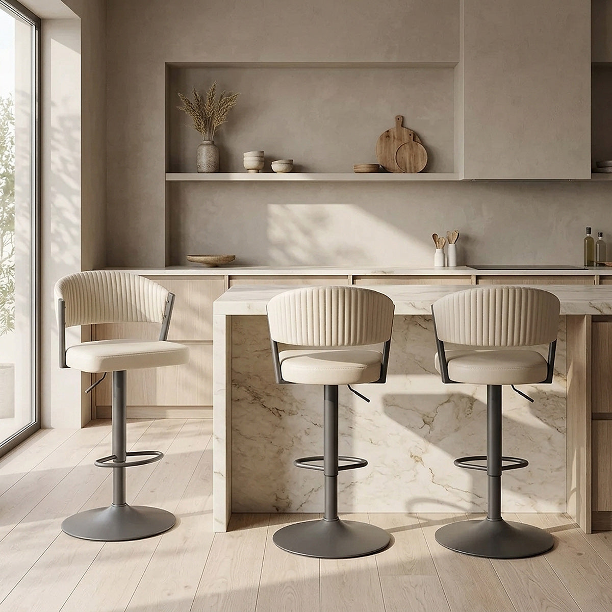 Graphit Barhocker Kunstleder - Lusso Beige