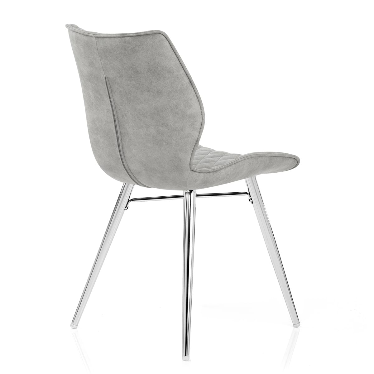 Sedia Ecopelle Cromata - Lux Grigio